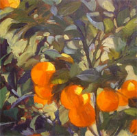 Oranges in Florida. Painting by Nancy Paris Pruden.