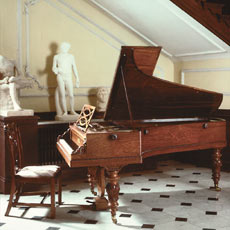 Chopin music is nearly all for the piano. Pictured is Chopin's own piano.